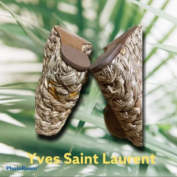 Saint Laurent Loulou Gold Wedge Sandals - Picture 12 of 12